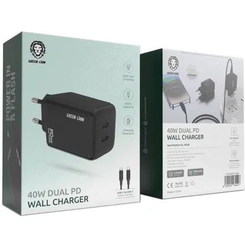 40W Dual PD Wall Charger by Green Lion
