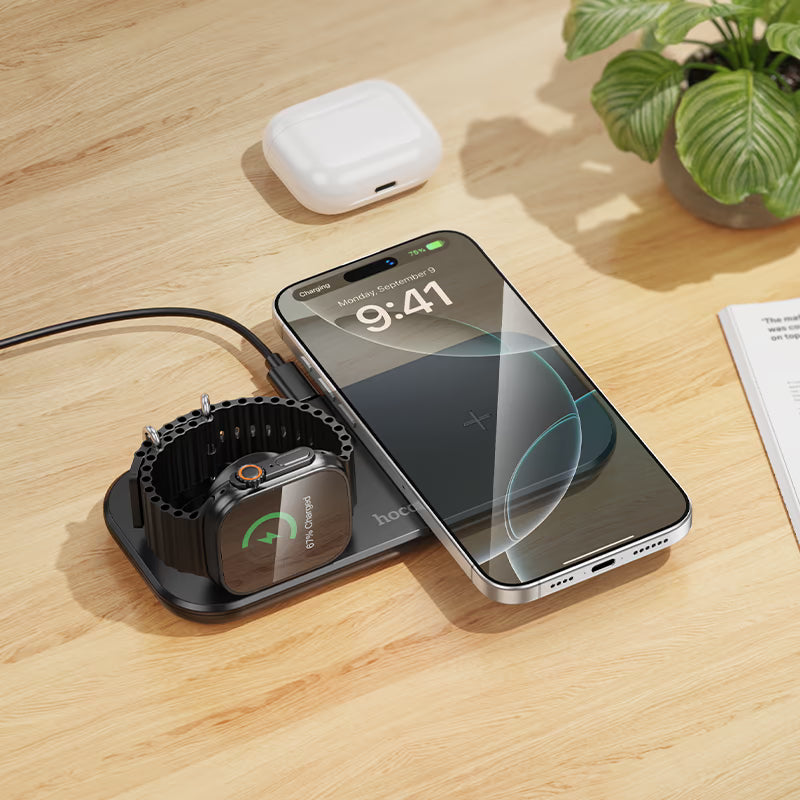Tabletop Wireless charger for Phone Watch & Airpods - White
